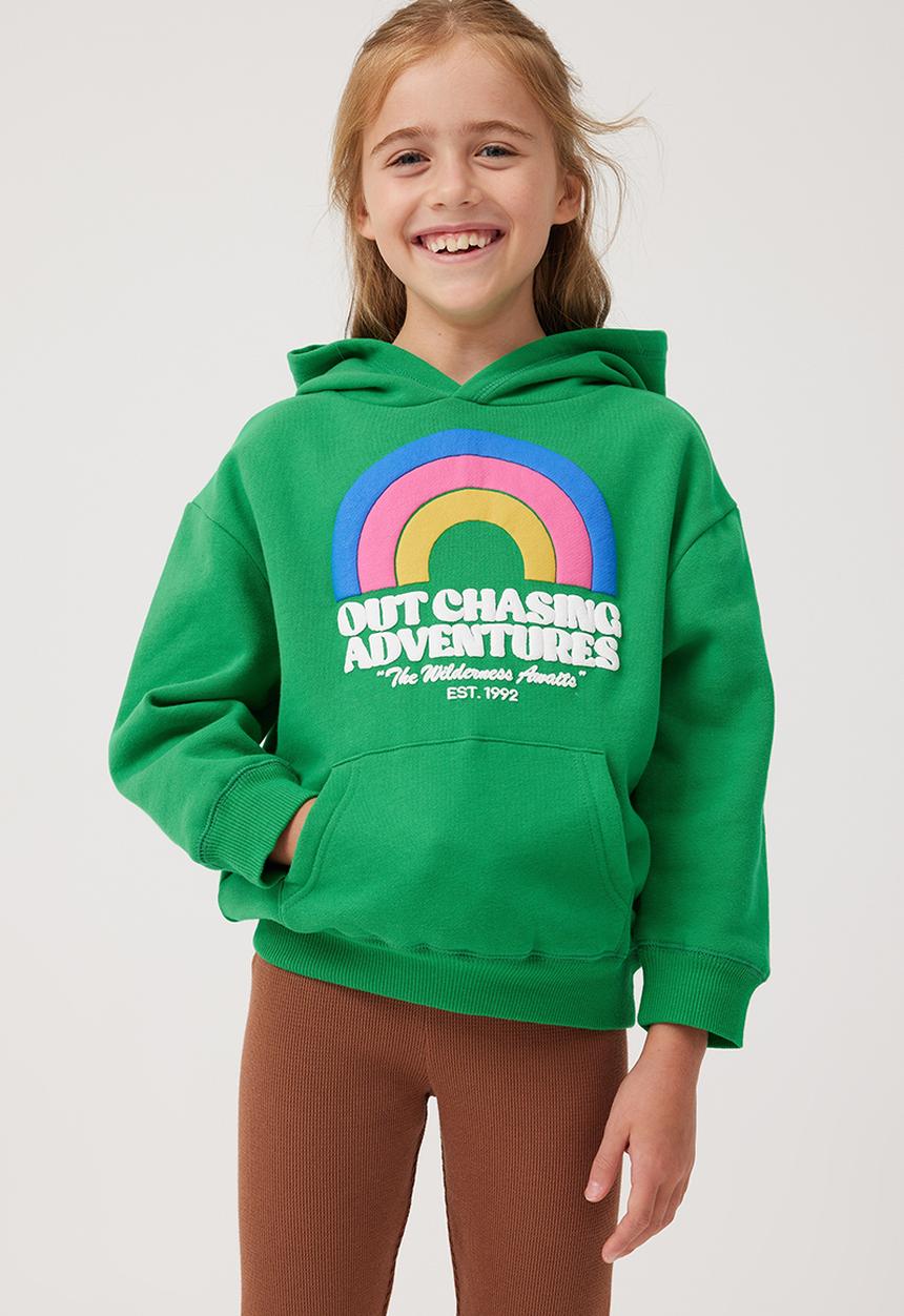 Cotton On - Emerson unisex slouch hoodie - green splash/out chasing adventures