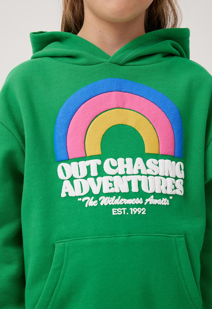Cotton On - Emerson unisex slouch hoodie - green splash/out chasing adventures