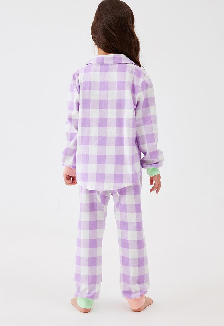 Cotton On - Angie long sleeve pyjama set - purple lilacs/gingham check