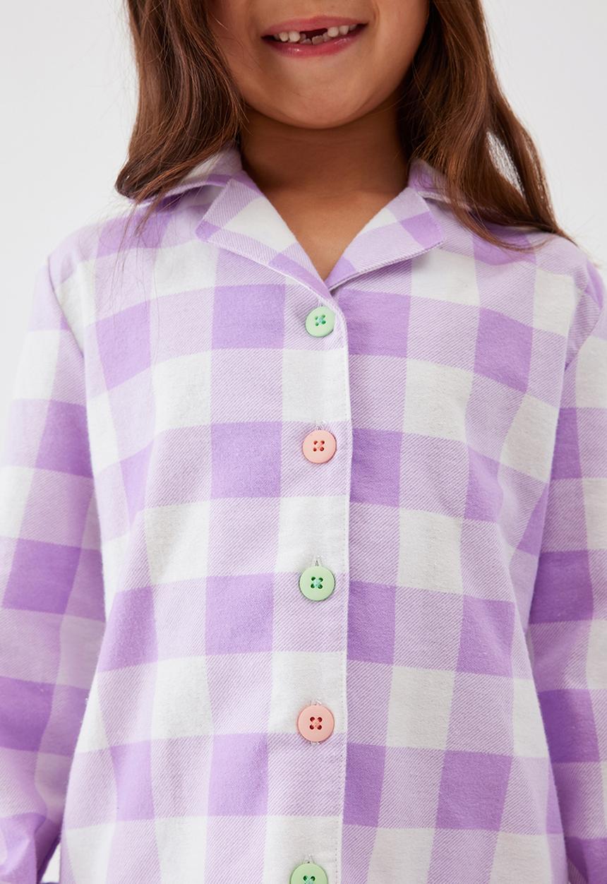 Cotton On - Angie long sleeve pyjama set - purple lilacs/gingham check
