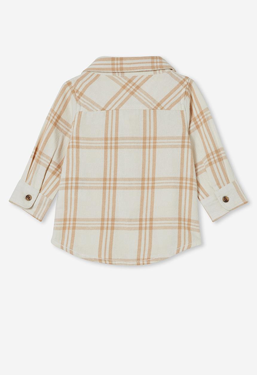 Baby rugged shirt - dark vanilla/sandstone storm plaid