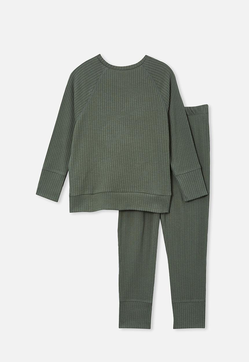 Cotton On - Declan long sleeve pyjama set - swag green