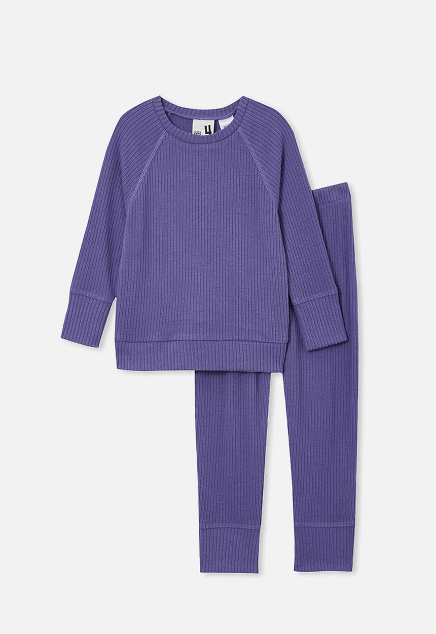 Cotton On - Declan long sleeve pyjama set - purple lake