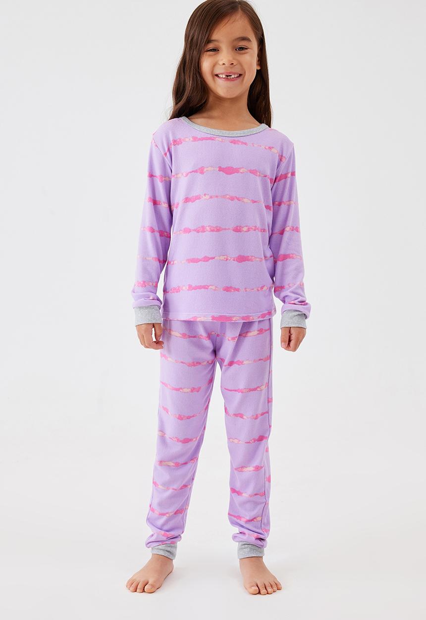 Cotton On - Cady soft long sleeve pyjama set - lilac drop/linear tie dye