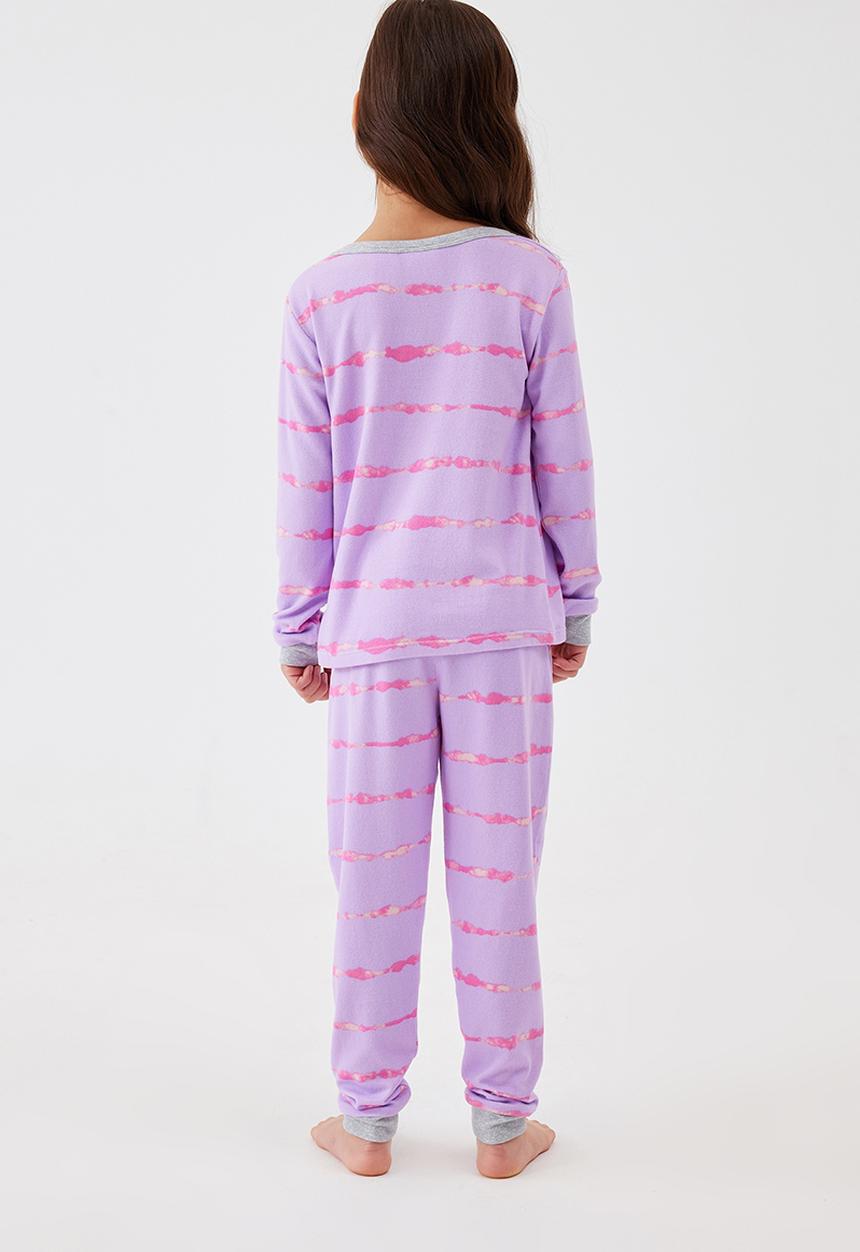 Cotton On - Cady soft long sleeve pyjama set - lilac drop/linear tie dye