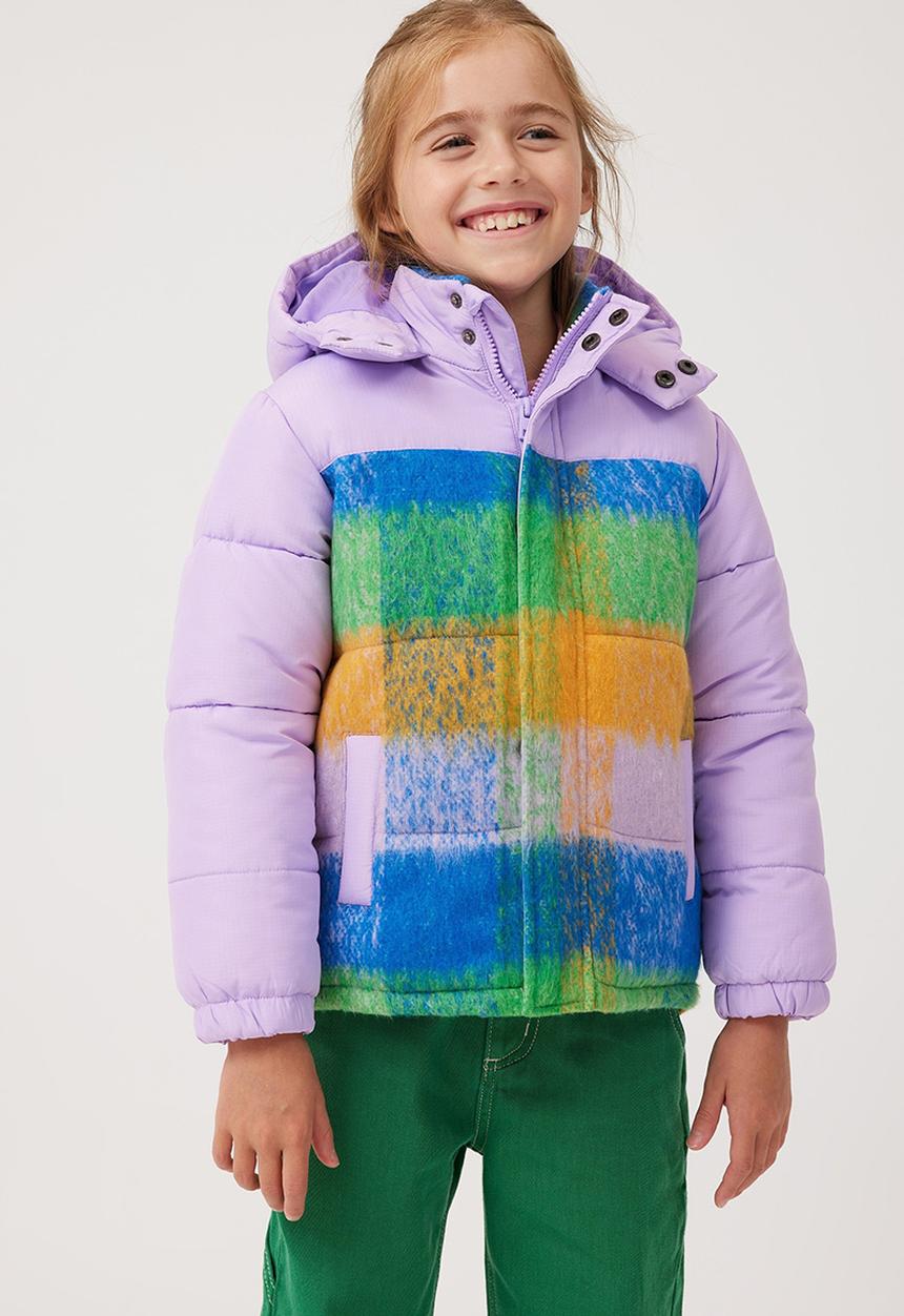 Cotton On - Charlotte puffer jacket - lilac drop/check