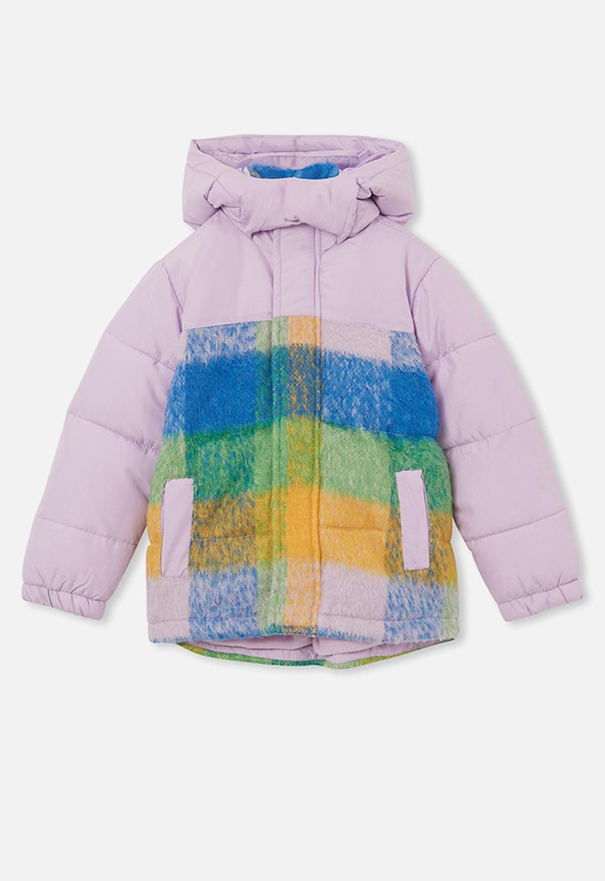 Cotton On - Charlotte puffer jacket - lilac drop/check