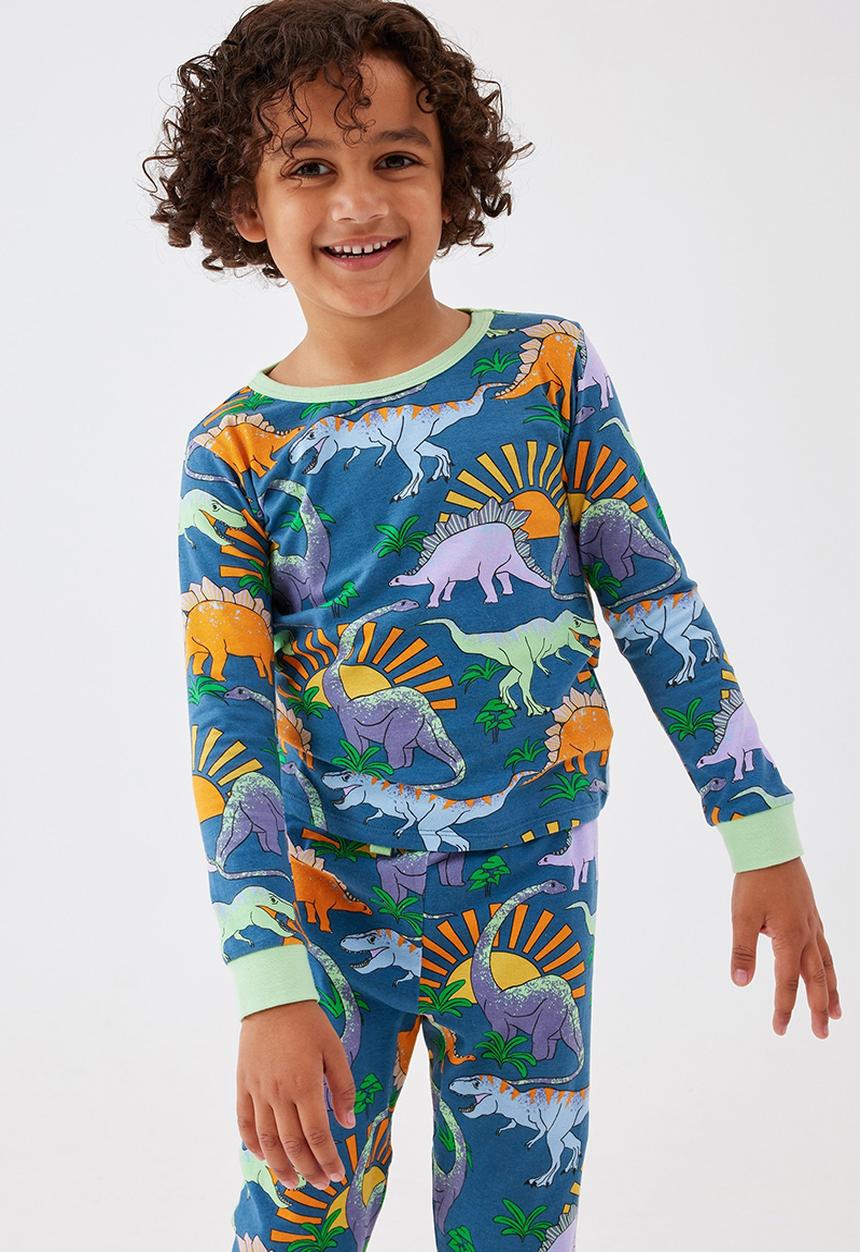 Cotton On - Orlando long sleeve pyjama set - petty blue/sunset dino