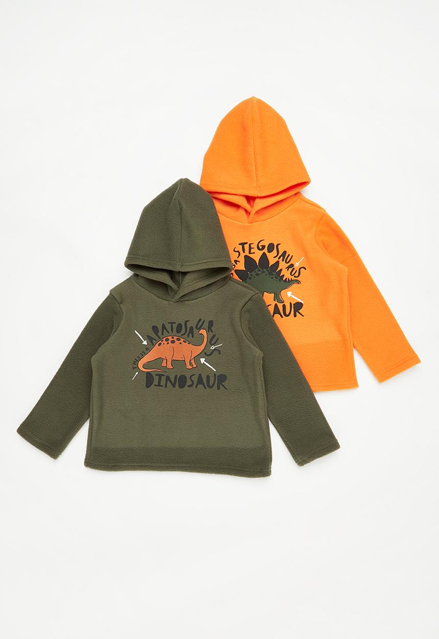 Pop Candy - 2 pack polar fleece hoodie - fatigue/orange