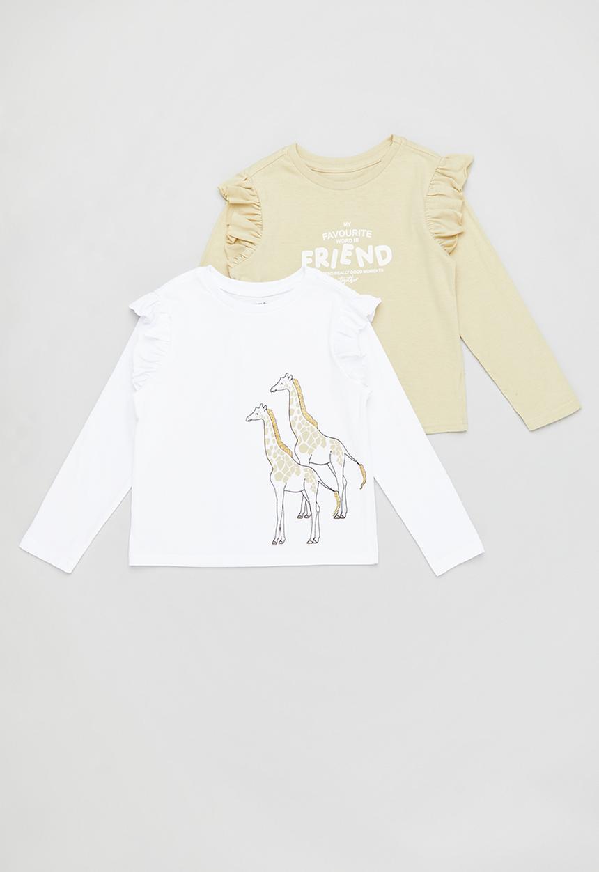 Pop Candy - Girls graphic long sleeve tees - white/stone