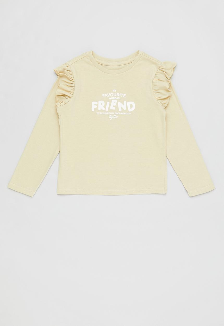 Pop Candy - Girls graphic long sleeve tees - white/stone