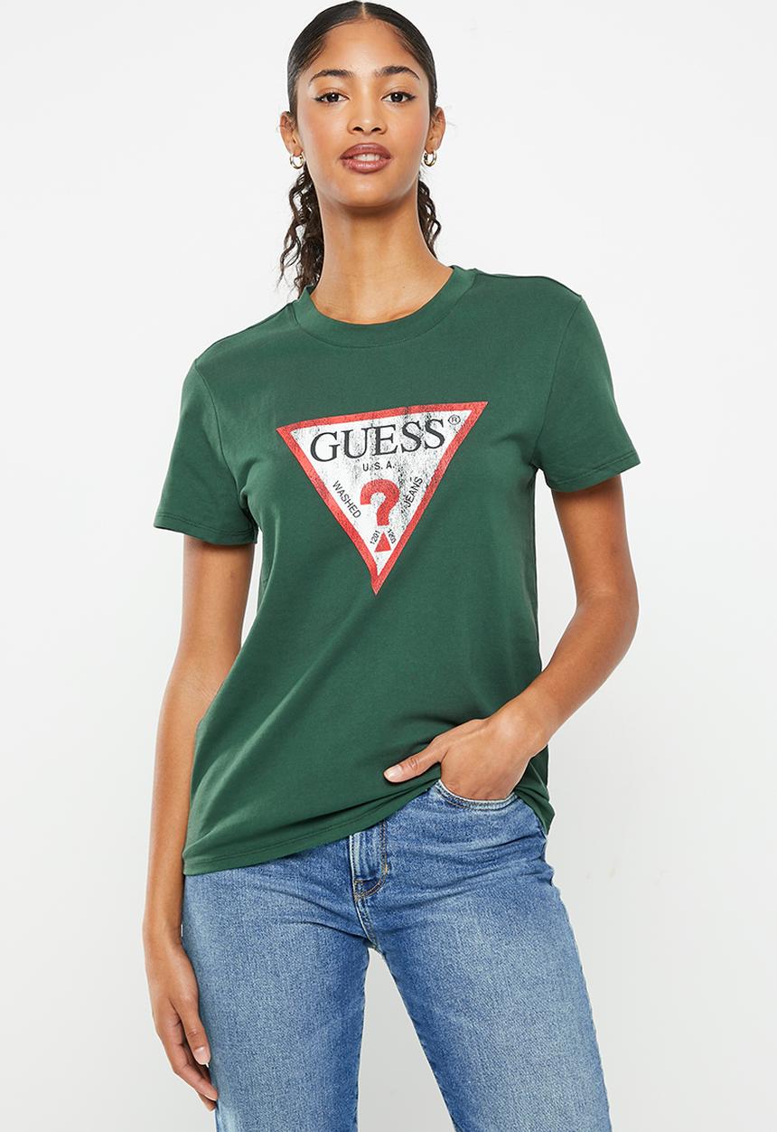 GUESS - Es short sleeve classic fit logo tee - moss mat