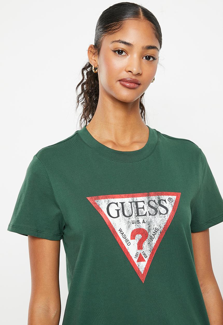 GUESS - Es short sleeve classic fit logo tee - moss mat
