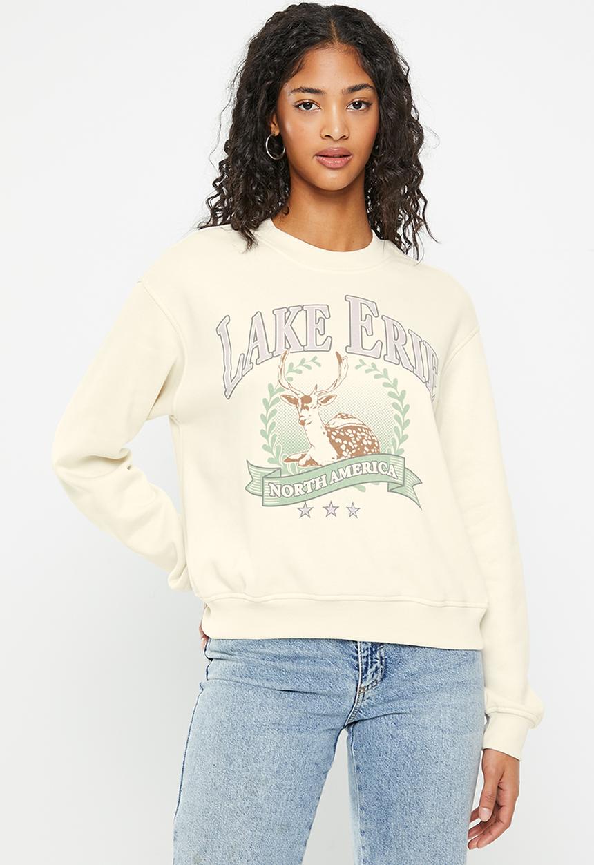 H&M - Printed sweatshirt - cream/lake erie