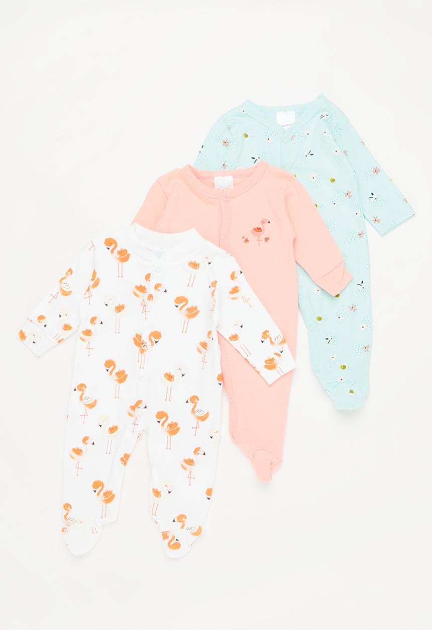 Pop Candy - Girls 3 pack babygrows - multi