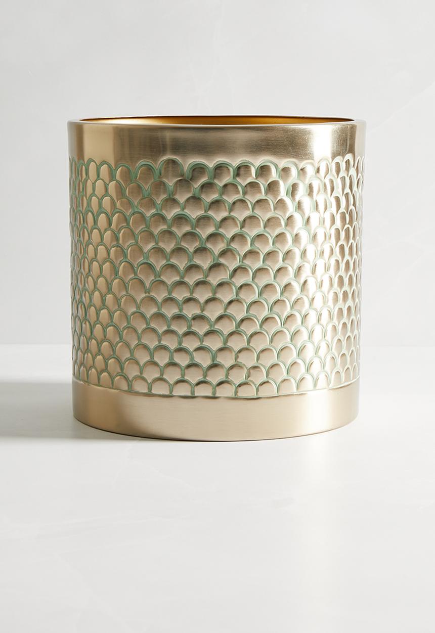 Sixth Floor - Patterned metal planter - gold patina