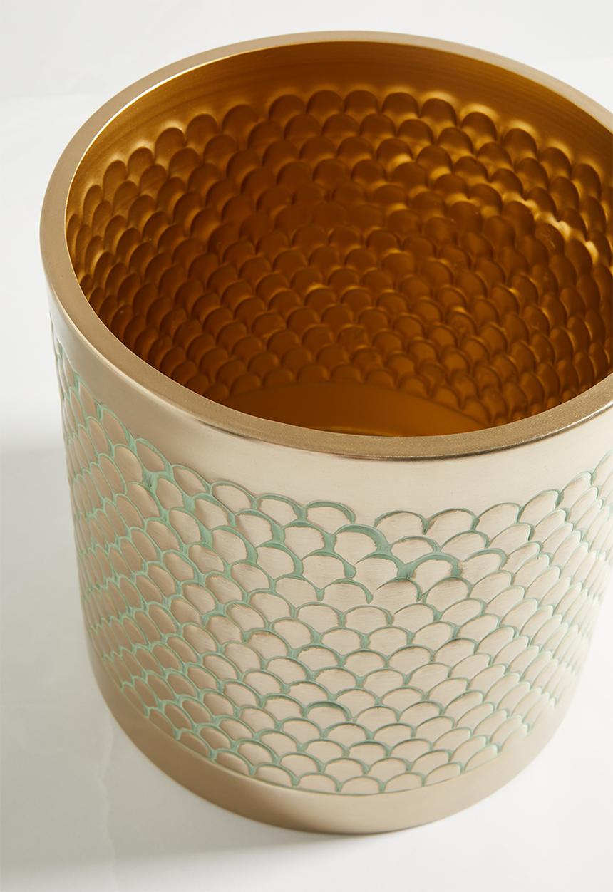 Sixth Floor - Patterned metal planter - gold patina