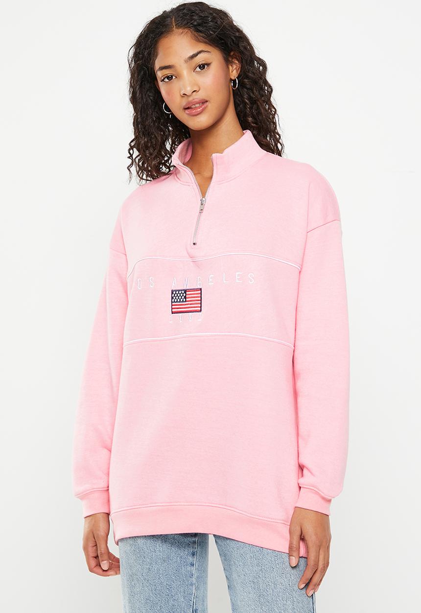 Daisy Street - 1/4 zip la sweater - pink