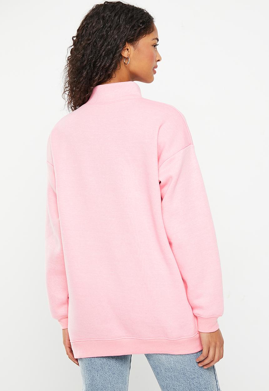 Daisy Street - 1/4 zip la sweater - pink