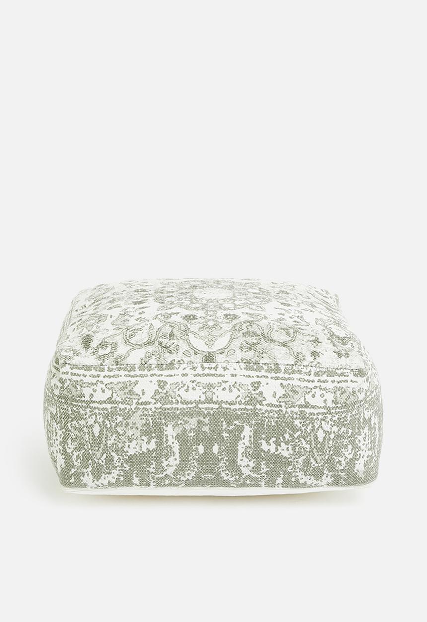 Sixth Floor - Antique printed ottoman - desert sage