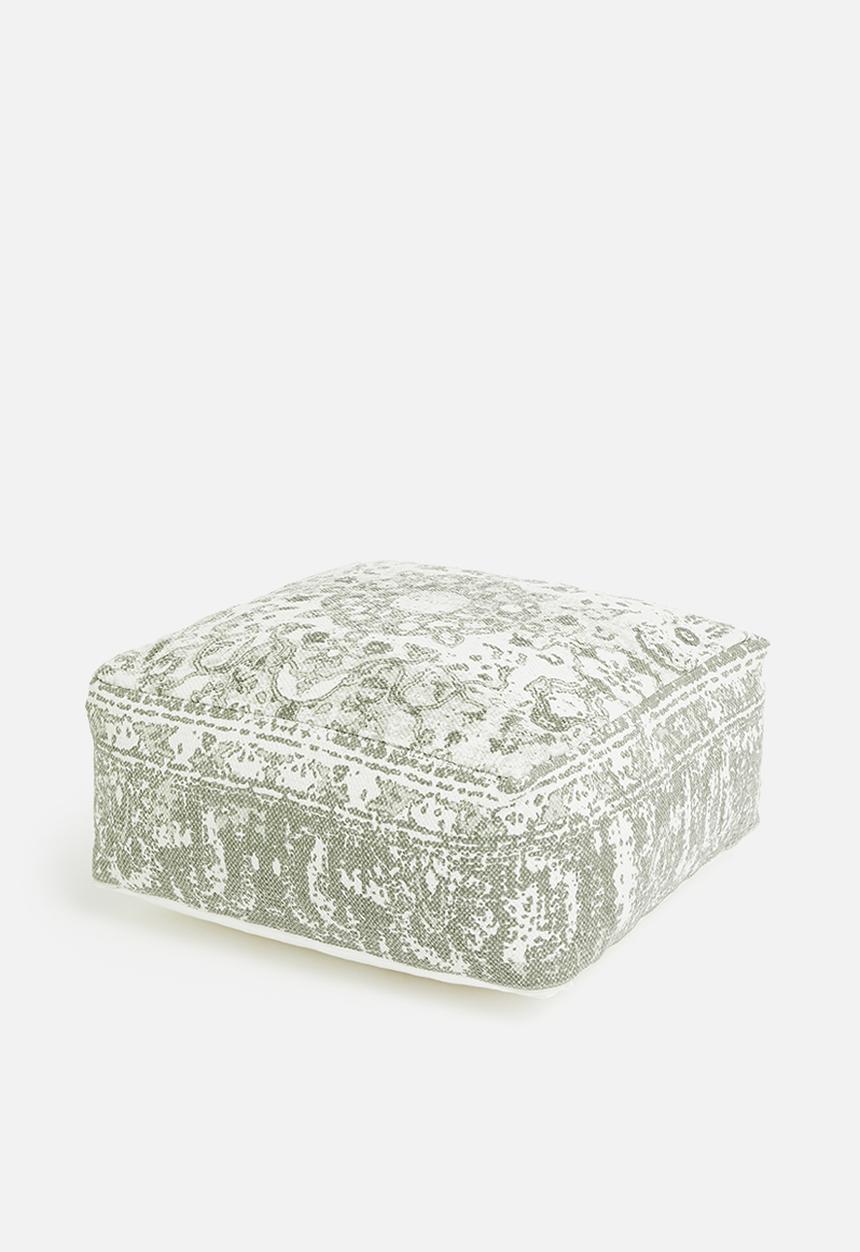 Sixth Floor - Antique printed ottoman - desert sage