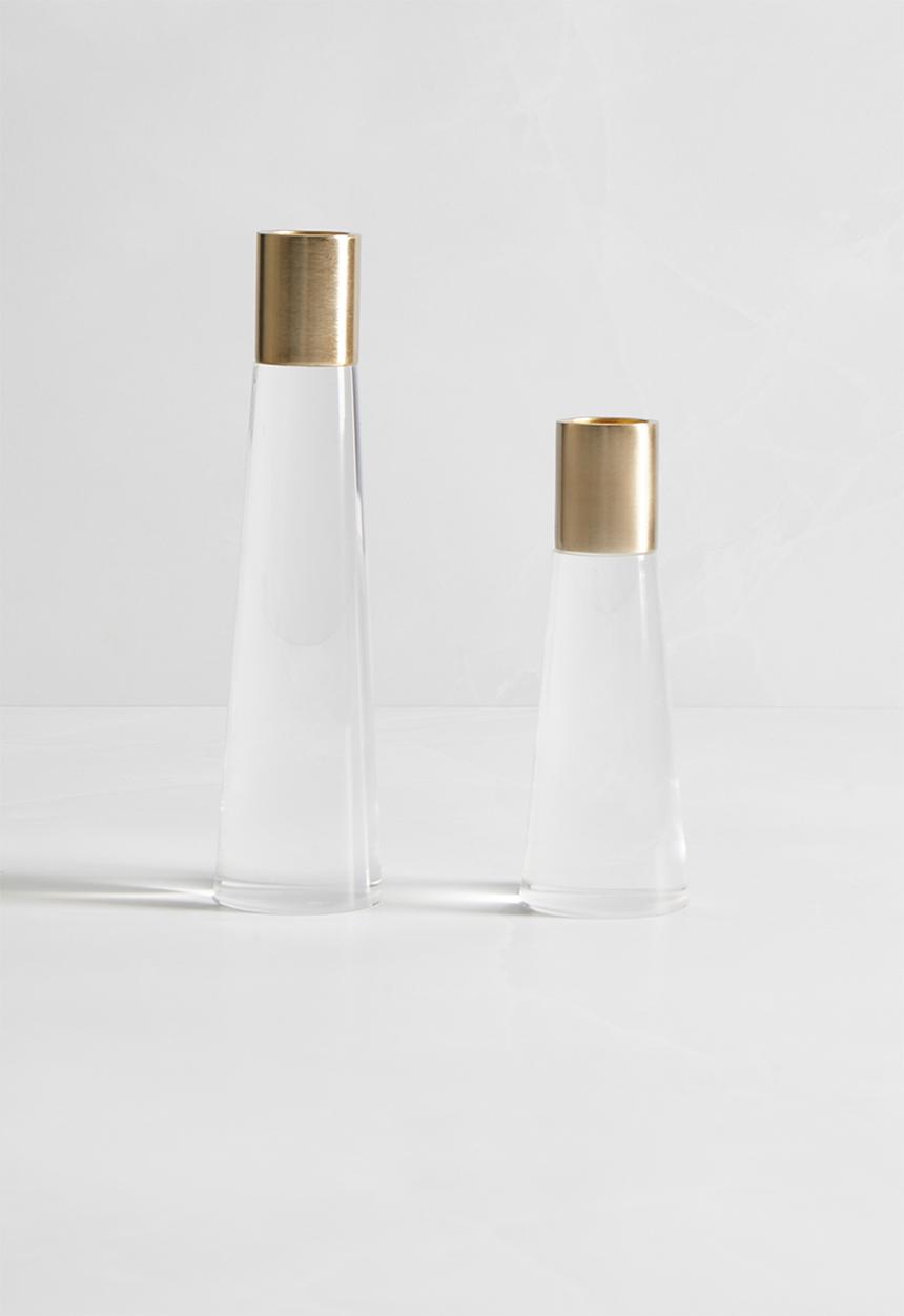 SF Collection - Acrylic candle holder set of 2 - gold