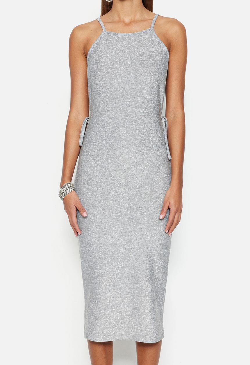 Trendyol - Backless bodycon midi dress - grey