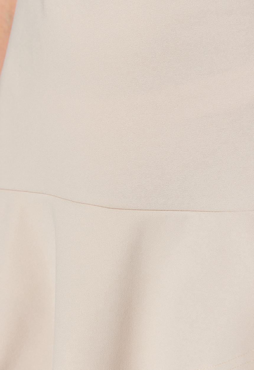 Trendyol - High-neck cap sleeve ruffle hem dress - stone
