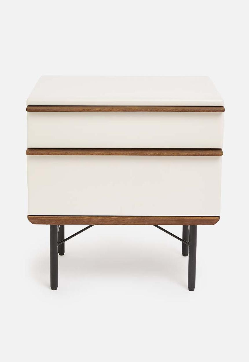 SF Collection - Vincent bedside tables - warm ecru & walnut stain