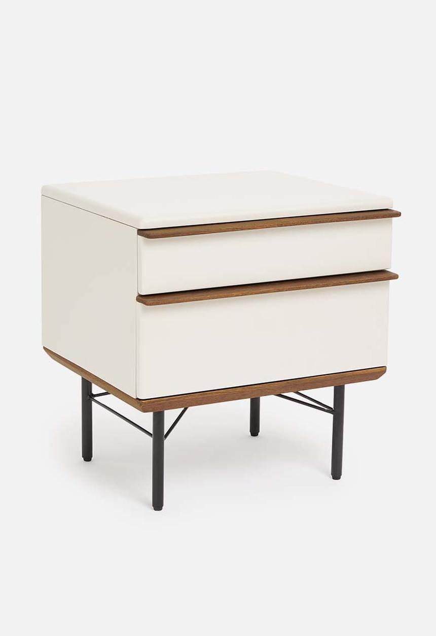 SF Collection - Vincent bedside tables - warm ecru & walnut stain