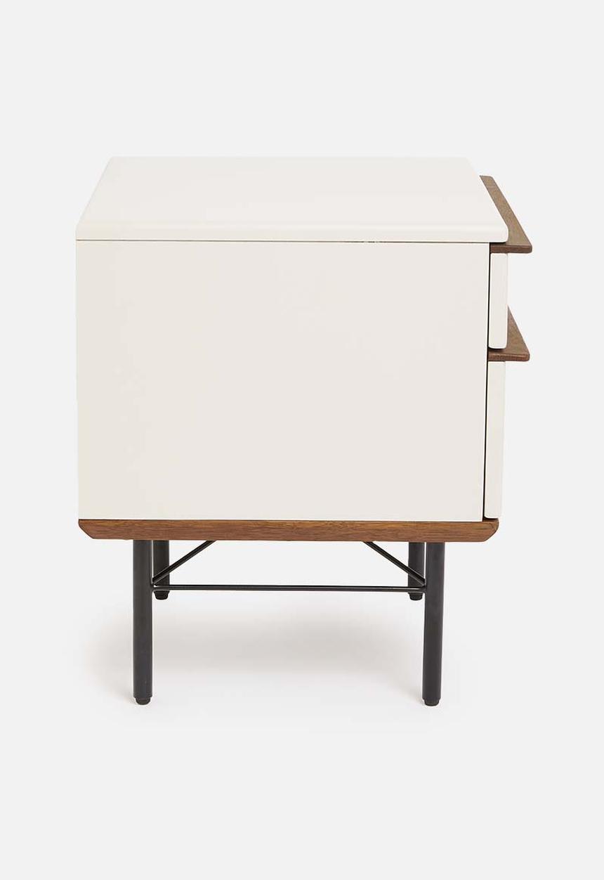 SF Collection - Vincent bedside tables - warm ecru & walnut stain