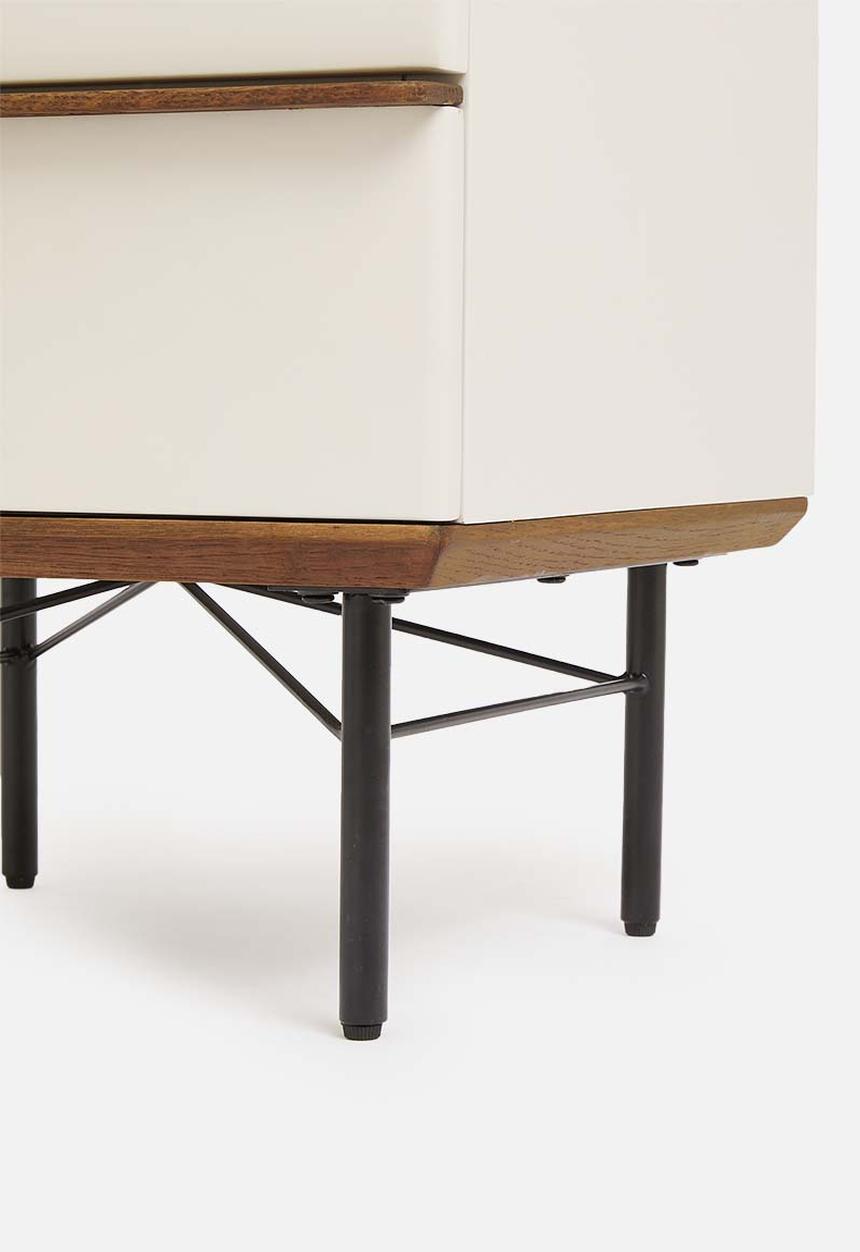 SF Collection - Vincent bedside tables - warm ecru & walnut stain