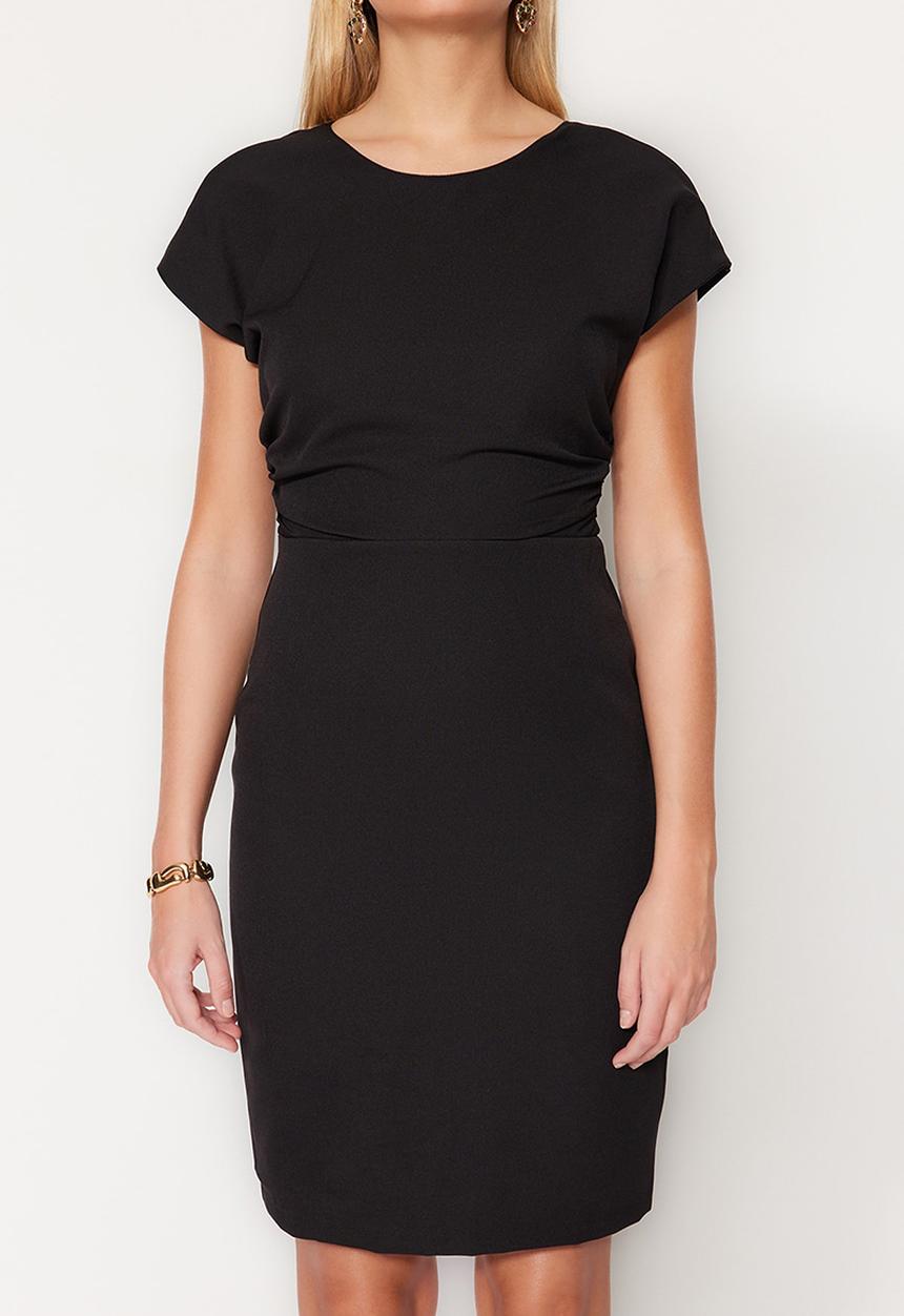 Trendyol - Shortsleeve A-line dress - black