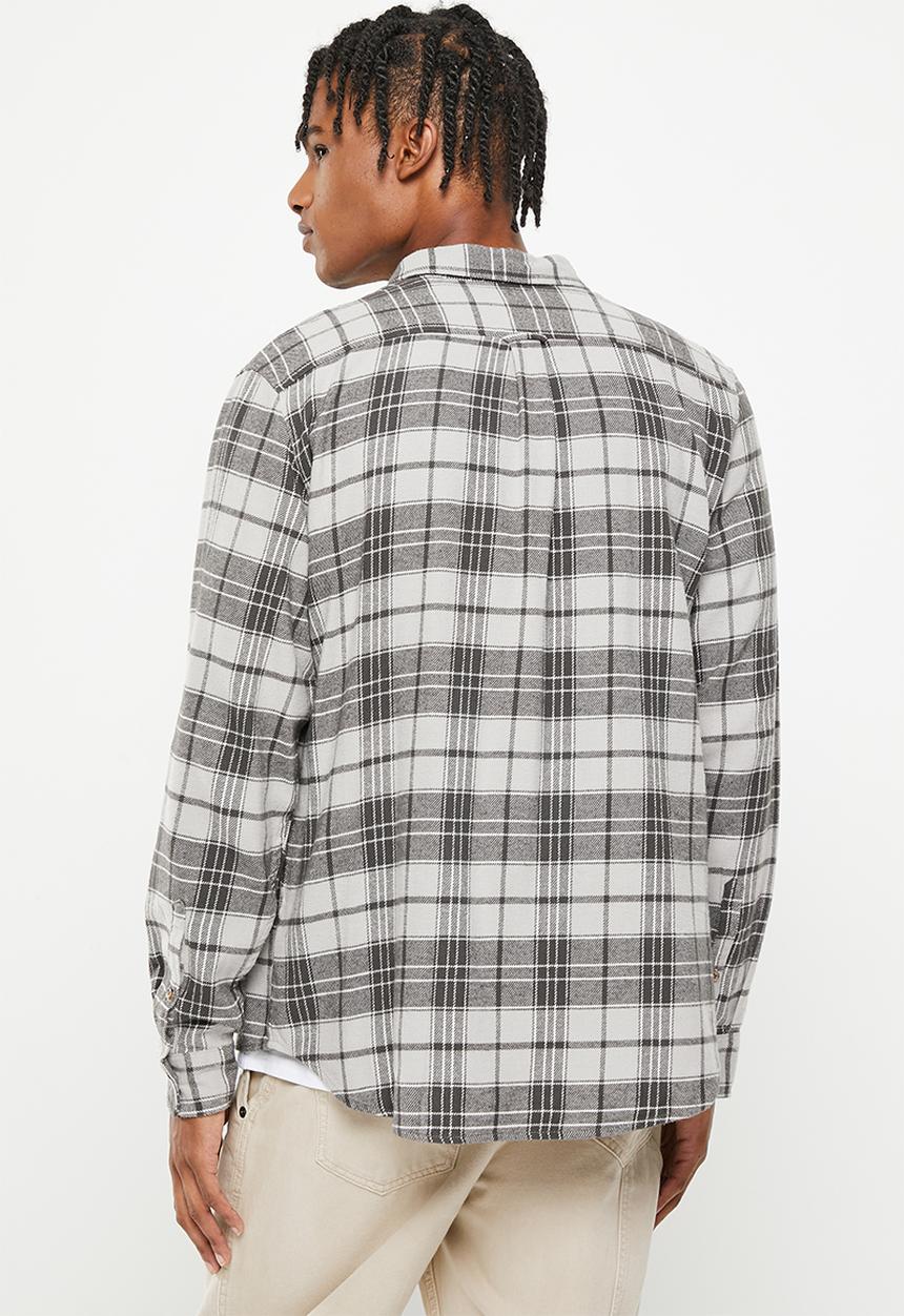 Cotton On - Boston long sleeve shirt - grey worker check