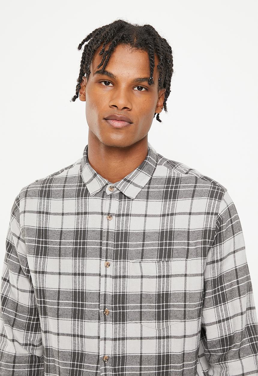 Cotton On - Boston long sleeve shirt - grey worker check