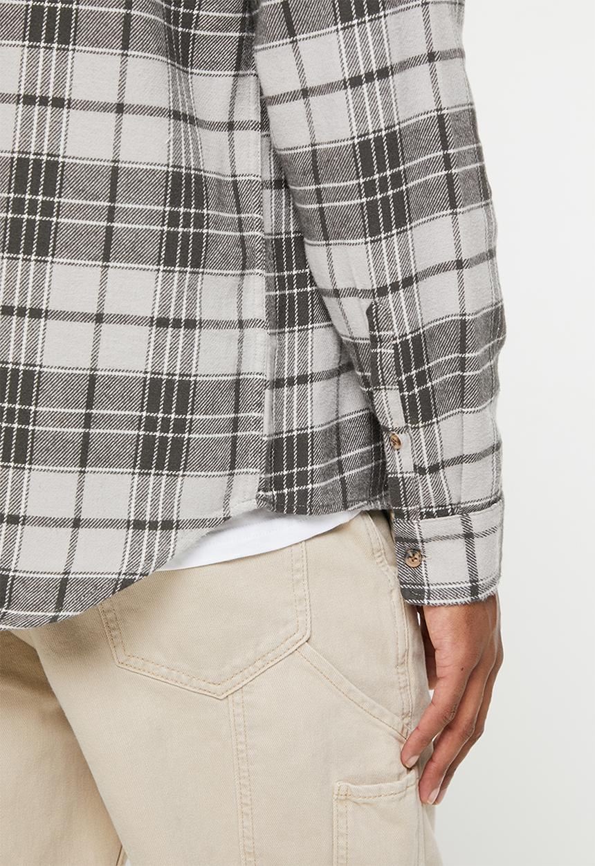 Cotton On - Boston long sleeve shirt - grey worker check