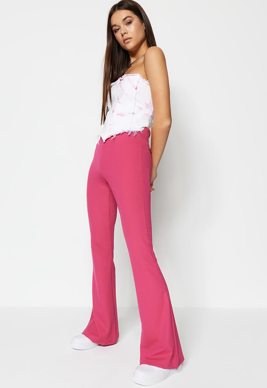 Trendyol - Fitted wide leg pants - pink