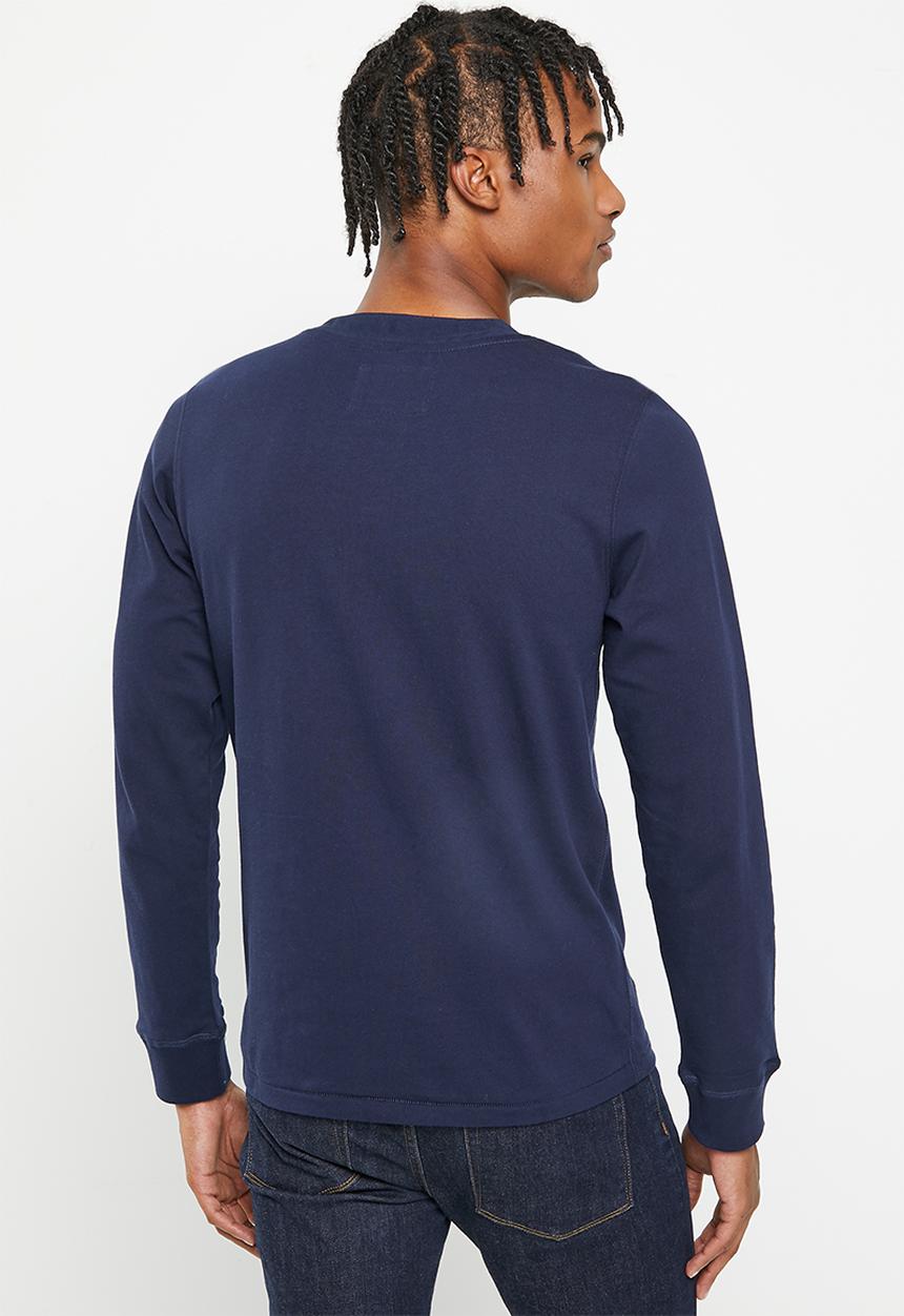 Aca Joe - Mens aca joe long sleeve tee henley - navy
