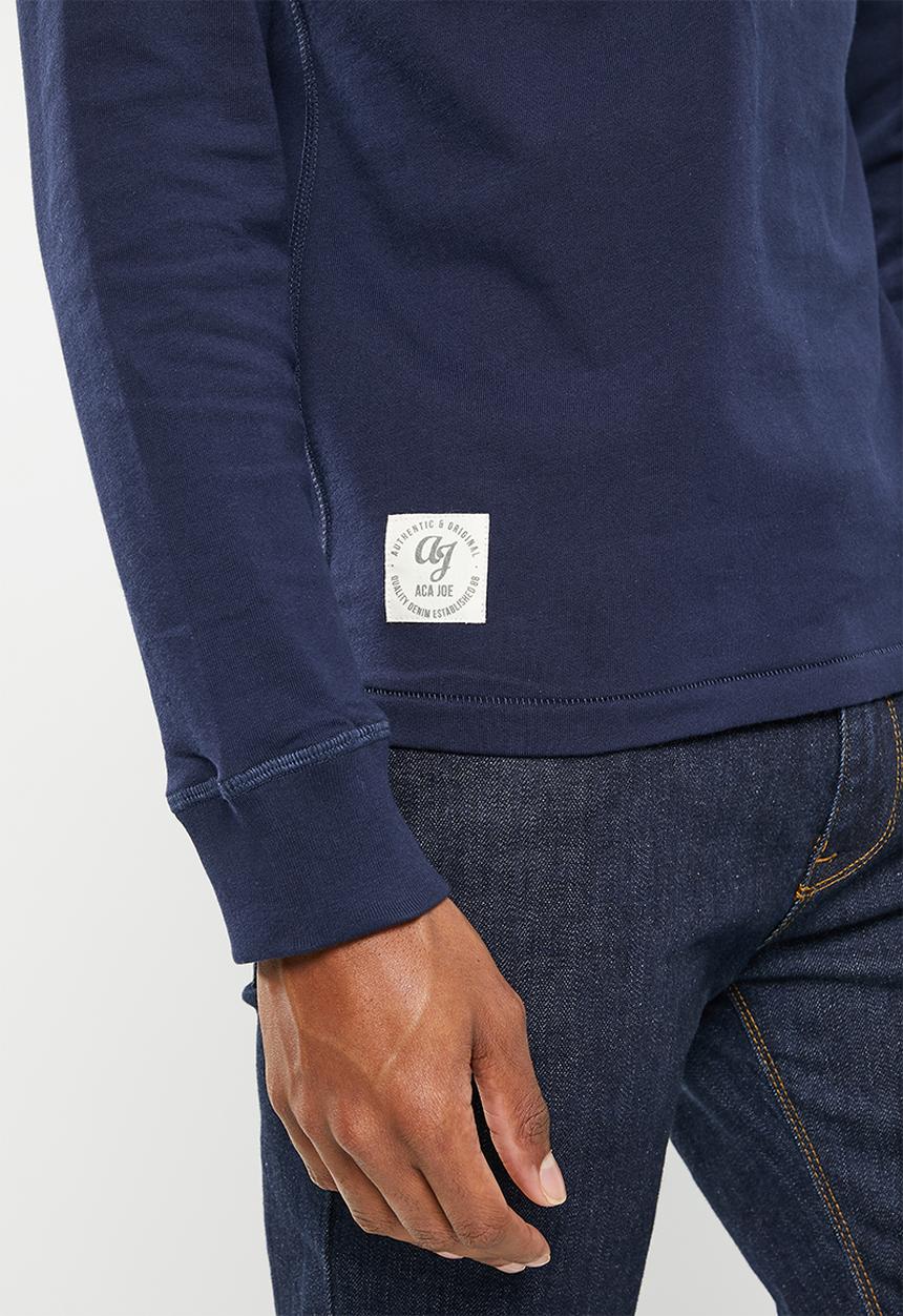 Aca Joe - Mens aca joe long sleeve tee henley - navy