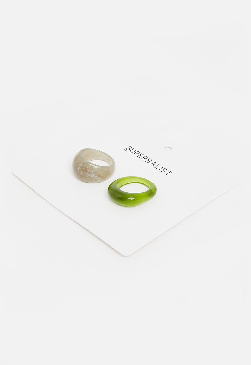 Superbalist - Quinn ring set - green/grey