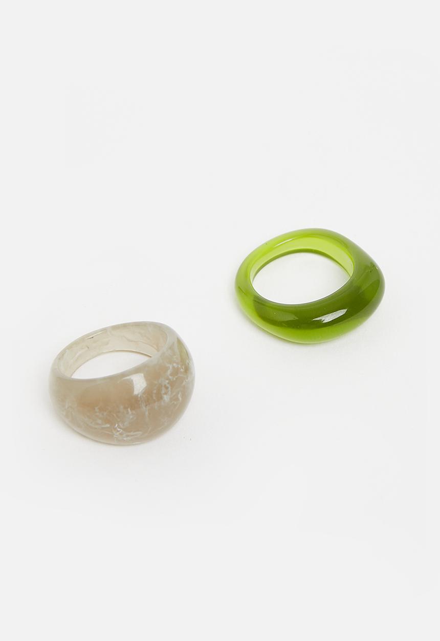 Superbalist - Quinn ring set - green/grey