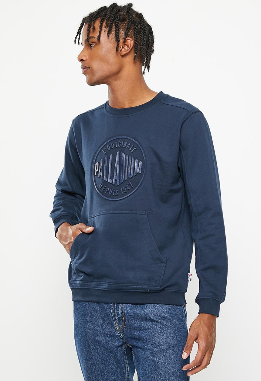 Palladium - Wax embossed crew fleece - navy