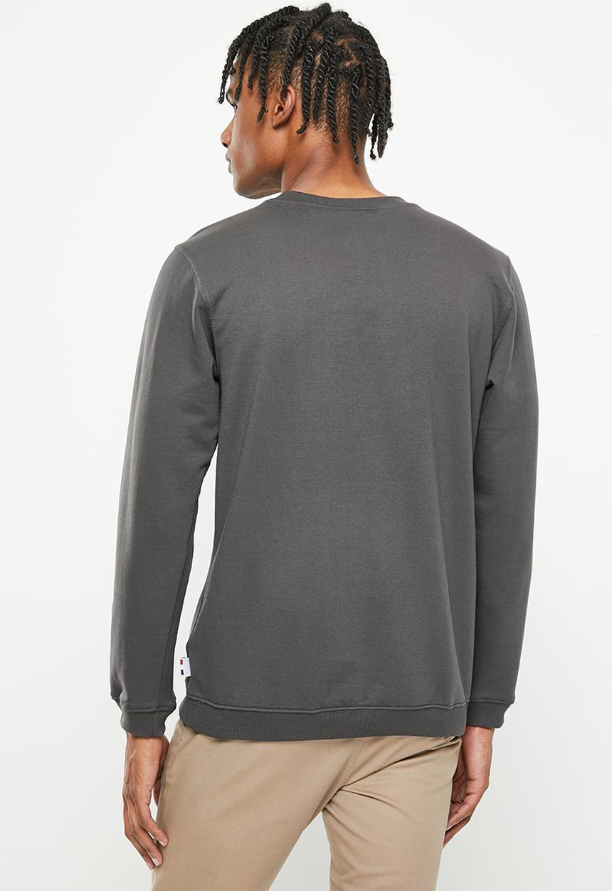 Palladium - Wax embossed crew fleece - charcoal