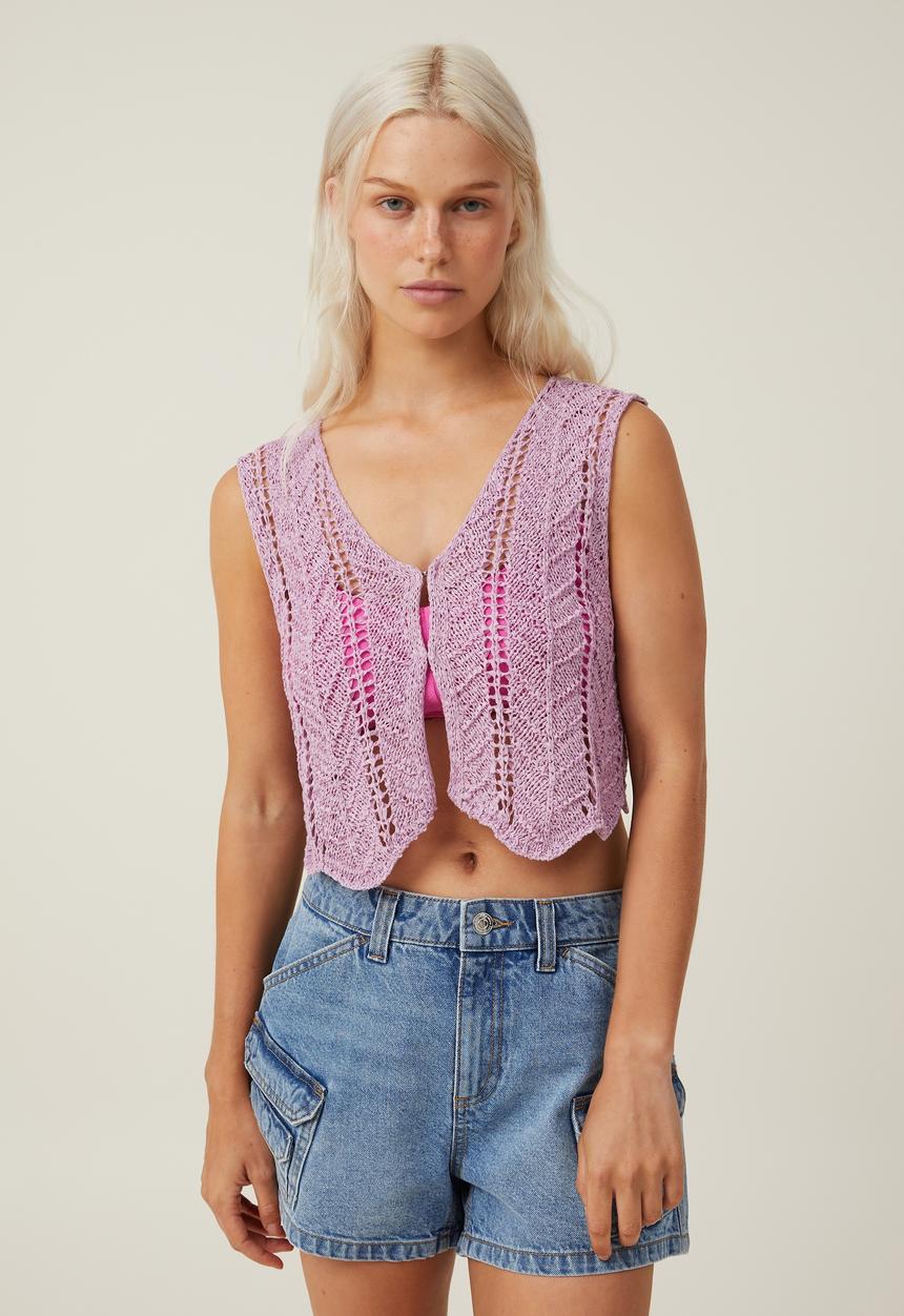Cotton On - Tape yarn vest - gentle lilac