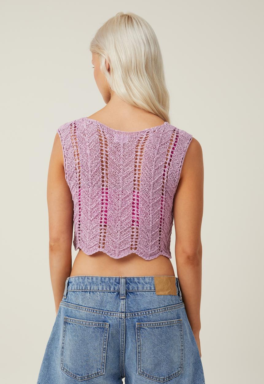 Cotton On - Tape yarn vest - gentle lilac