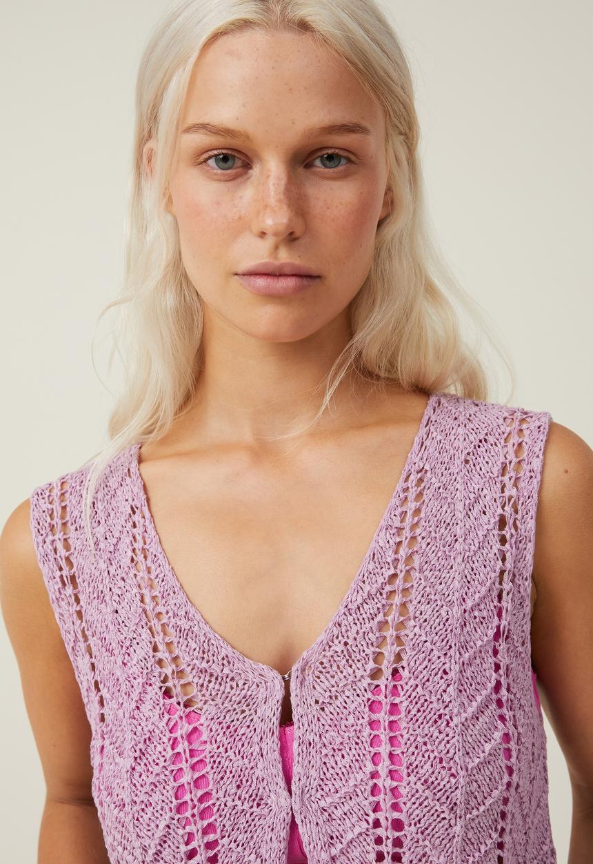 Cotton On - Tape yarn vest - gentle lilac