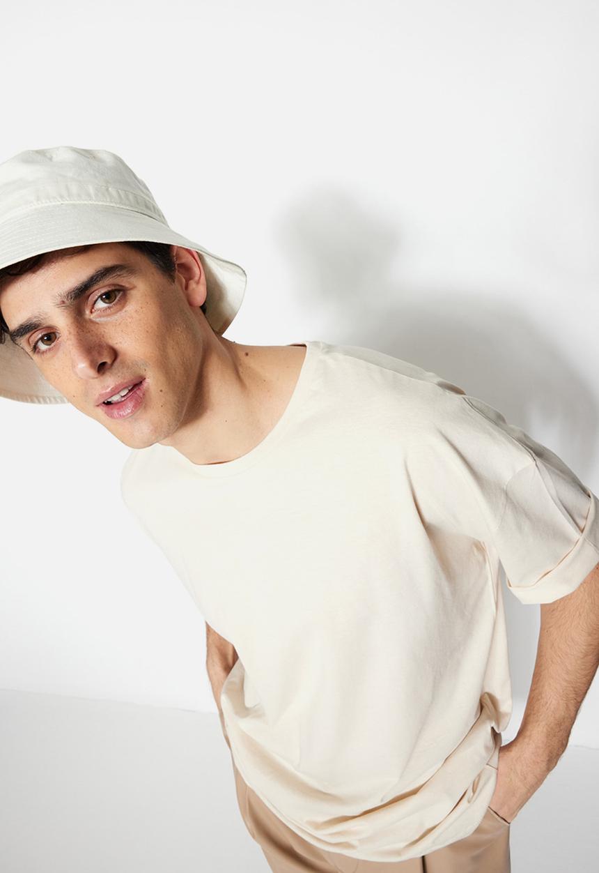 Trendyol - Oversized back logo graphic tee - stone