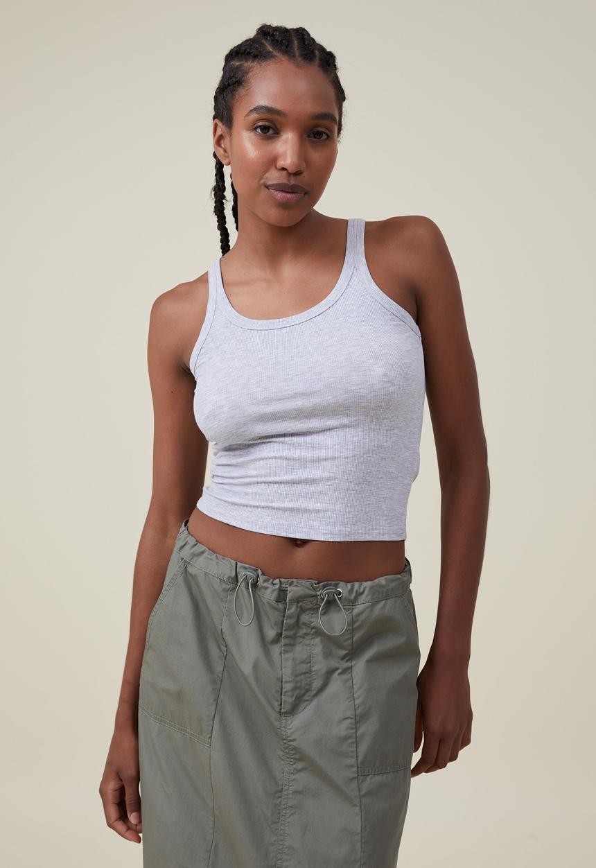 Cotton On - Staple rib scoop neck tank - grey marle