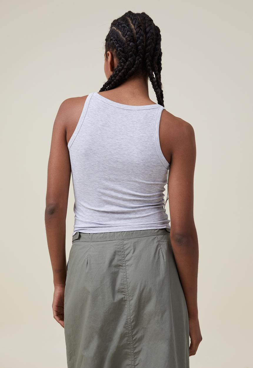 Cotton On - Staple rib scoop neck tank - grey marle