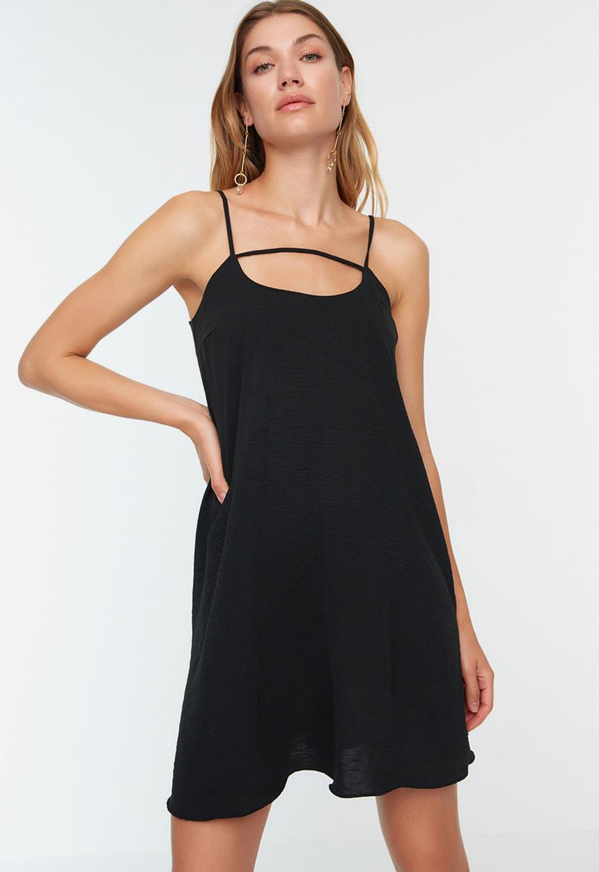 Trendyol - Strap detail mini shift dress - black
